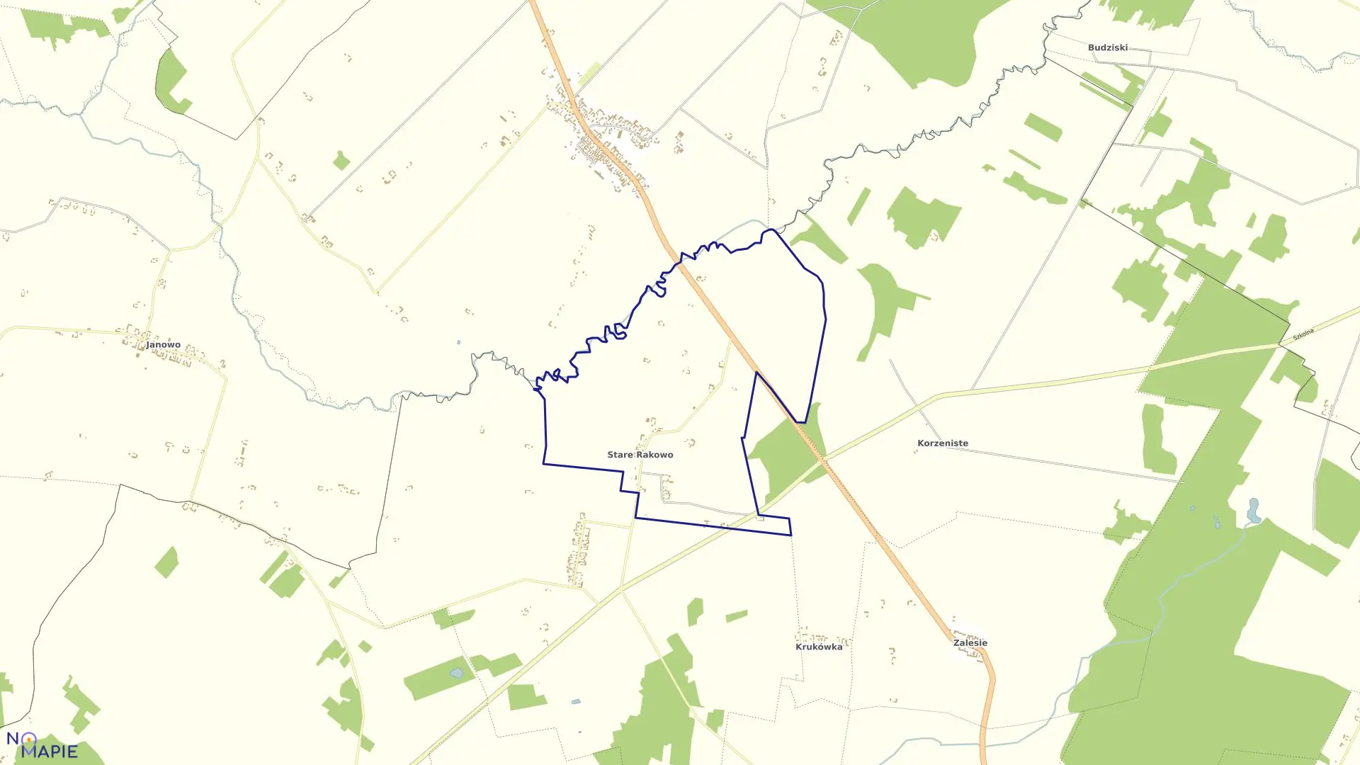 Mapa obrębu Stare Rakowo w gminie Mały Płock